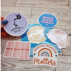 Mental Health Matters Stickers - Awareness End the Stigma Positivity Vibe - 6pcs